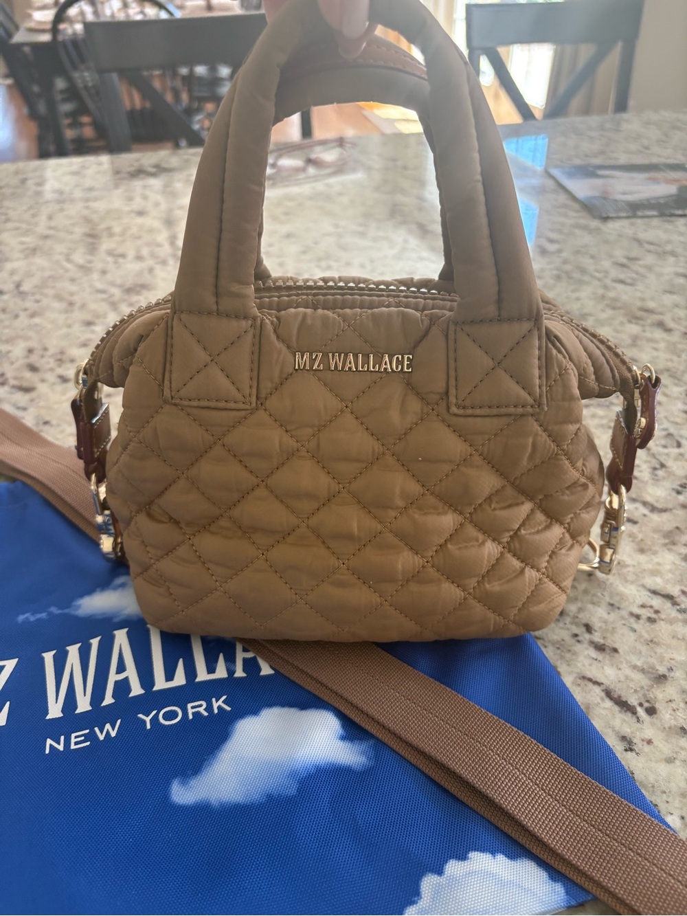 MZ Wallace Micro Sutton Quilted Crossbody Bag Caramel - Picture 14 of 16